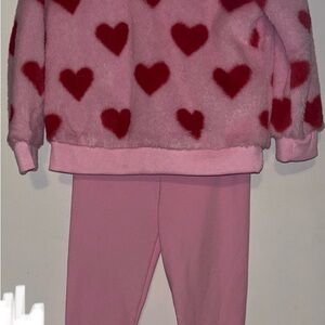 Cozy Pink and Red Heart Kids Outfit